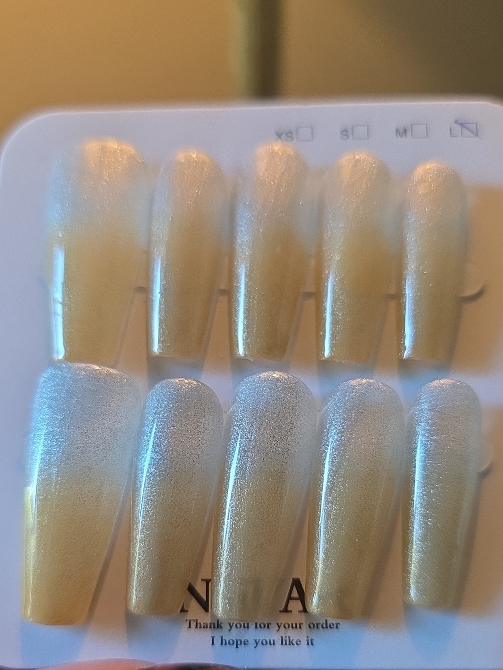 Gold Ombre False Nail Set - Size Large